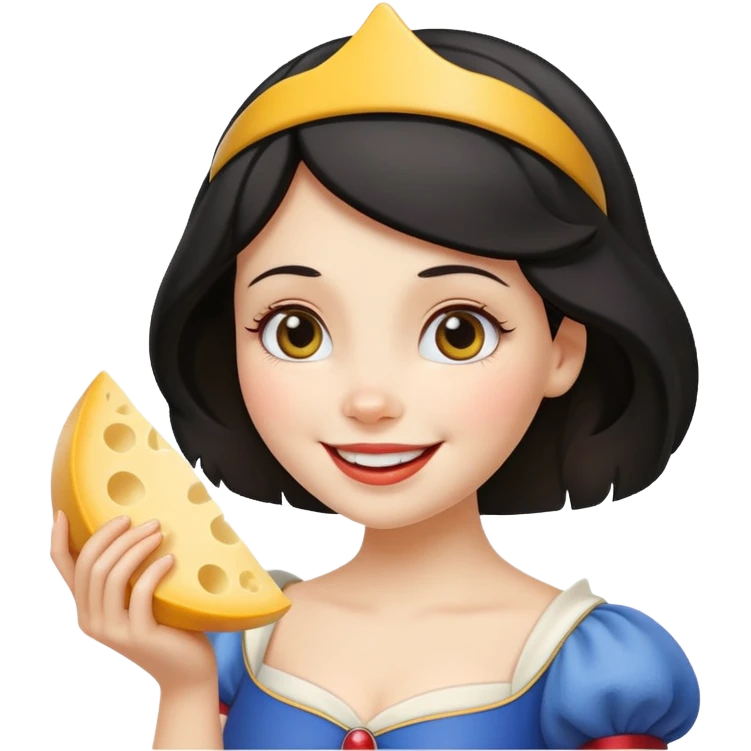 Happy Snow White with cheese emoji