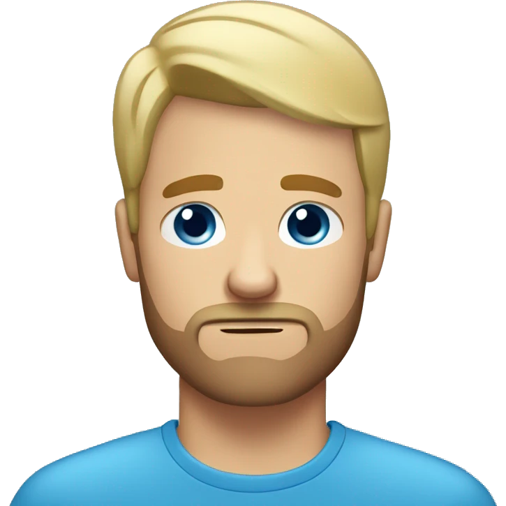 bored blonde man with short hair and short beard with blue eyes emoji