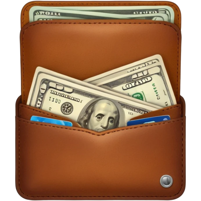 portefeuille marron avec pleins de billet et carte bancaire emoji
