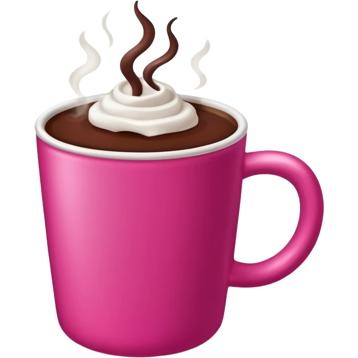 a regular hot pink cup with hot chocolate in it, no designs emoji
