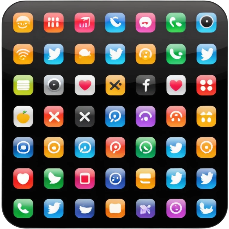A simple black screen displaying app icons in grid emoji