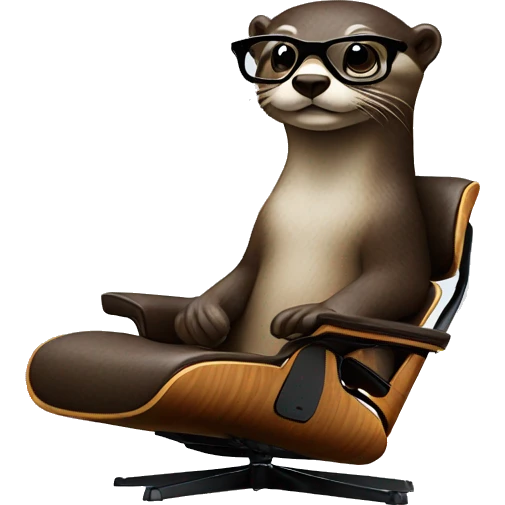 otter with glasses on an eames lounge chair emoji