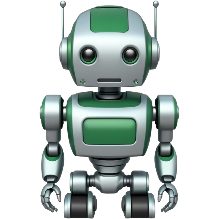 White and green painted robot, cybersecurity emoji