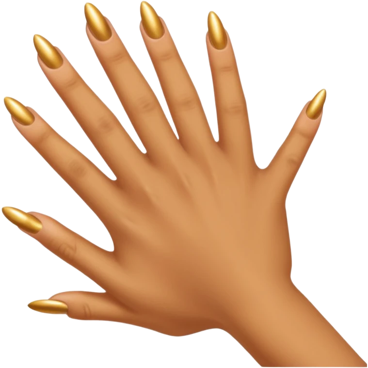 Tan skin hand with short gold nails emoji