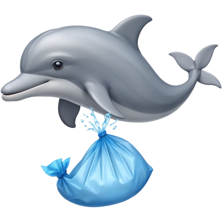 dolphin with plastic waste bag emoji