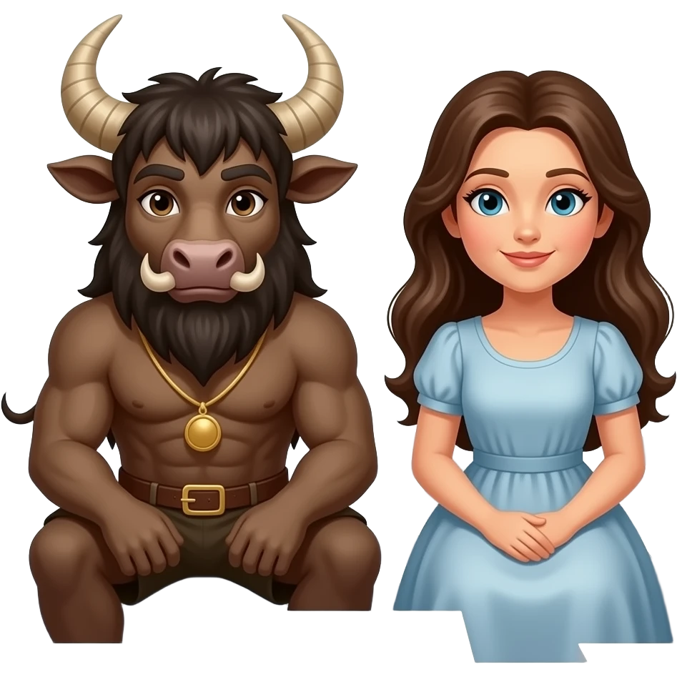 The Minotaur sits with his mother in the middle of the labyrinth emoji