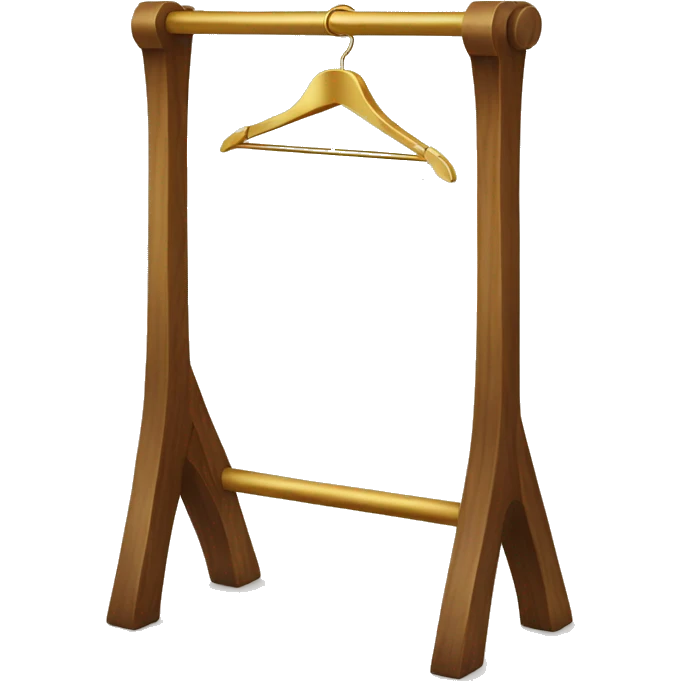 Wooden clothes rack with gold metal part  emoji
