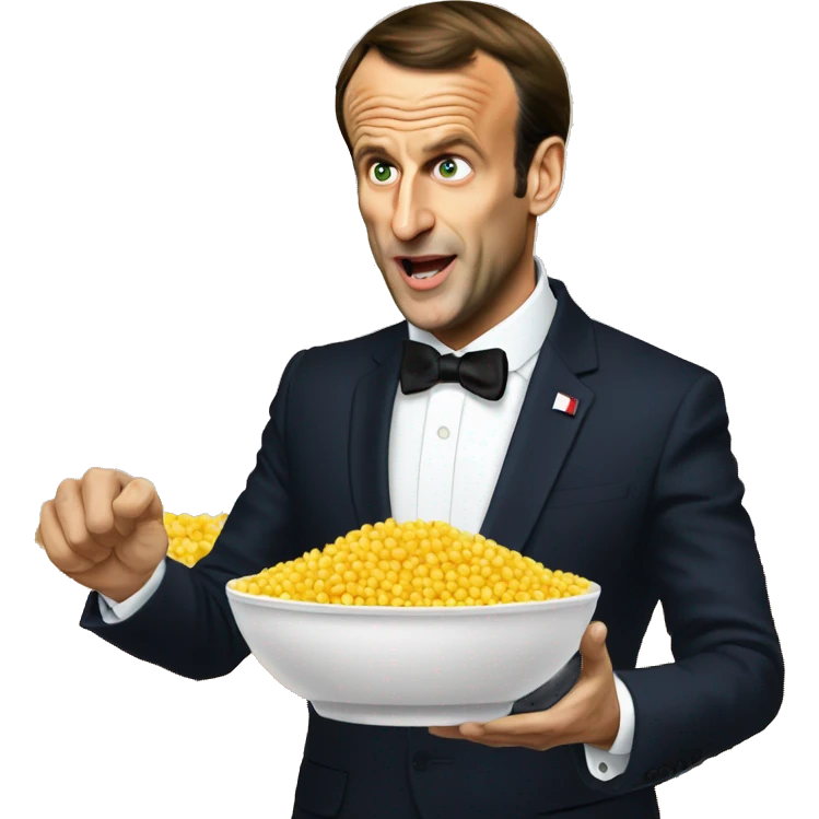 Emmanuel Macron mange du couscous emoji