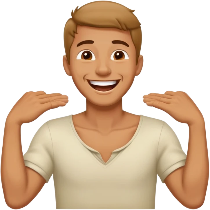 a guy holding his neck with 2 hands and laughing emoji