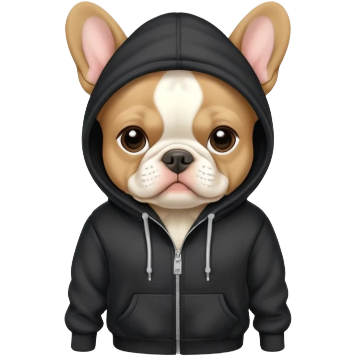 Frenchie wearing a hoodie emoji