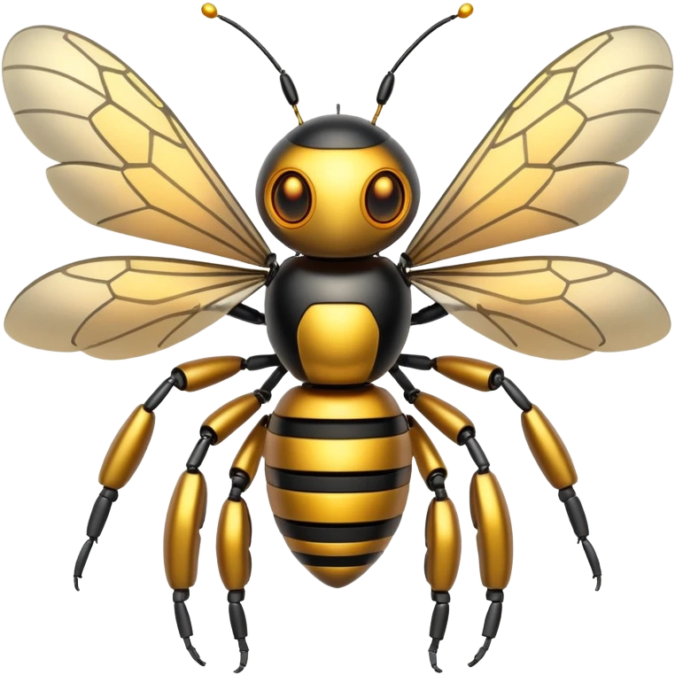 robot bee with glowing eyes emoji