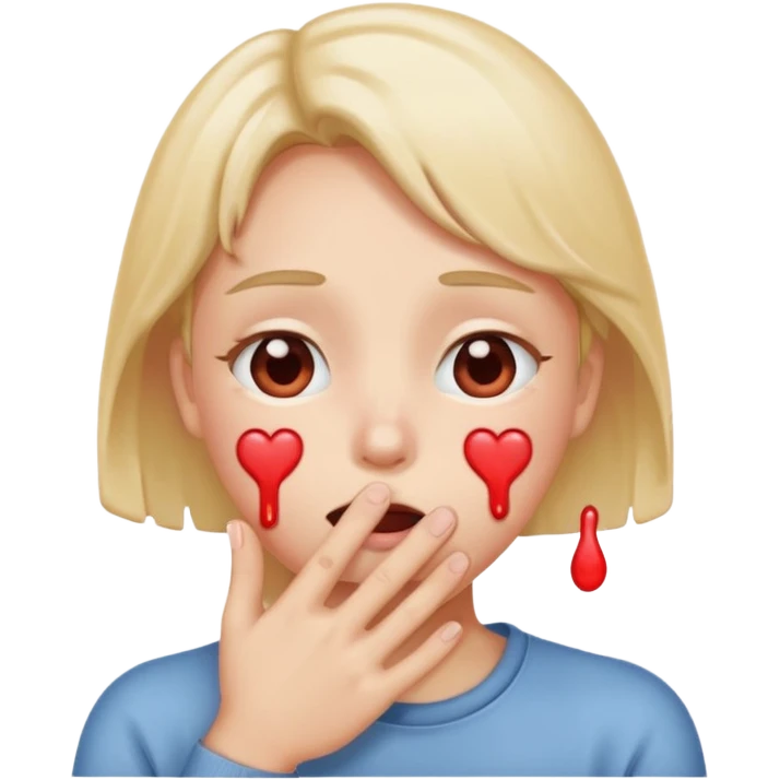 Heart eyes emoji blushing with hand covering mouth and melting emoji