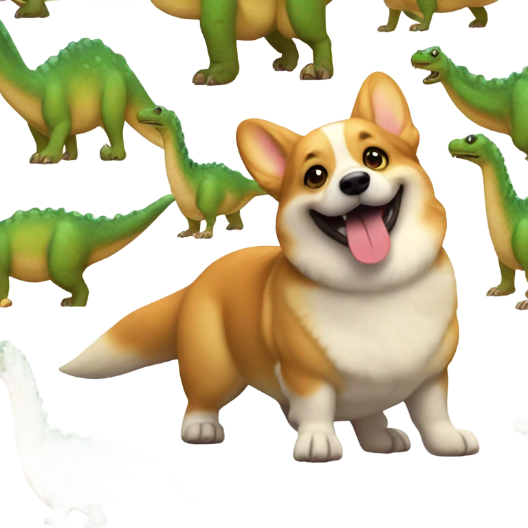 Corgi riding a dinosaur  emoji