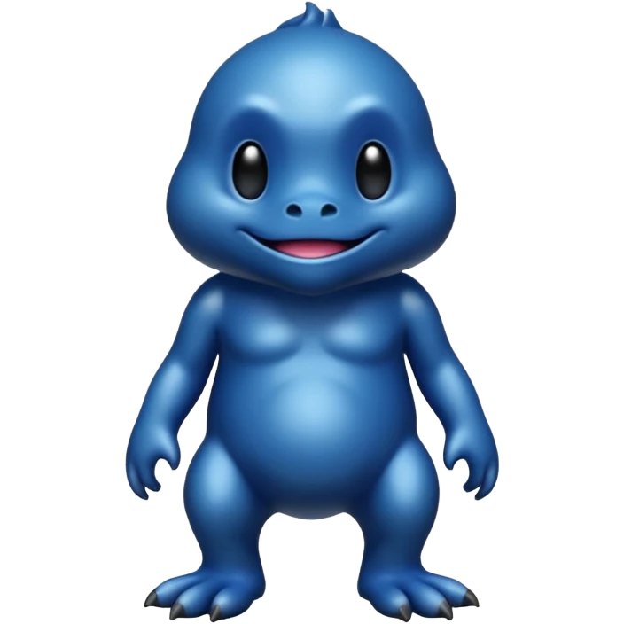 Dusky Glossy Oil-Sheen Blackened Blue Pokémon-Fakémon-Digimon-Creature, (full body) emoji