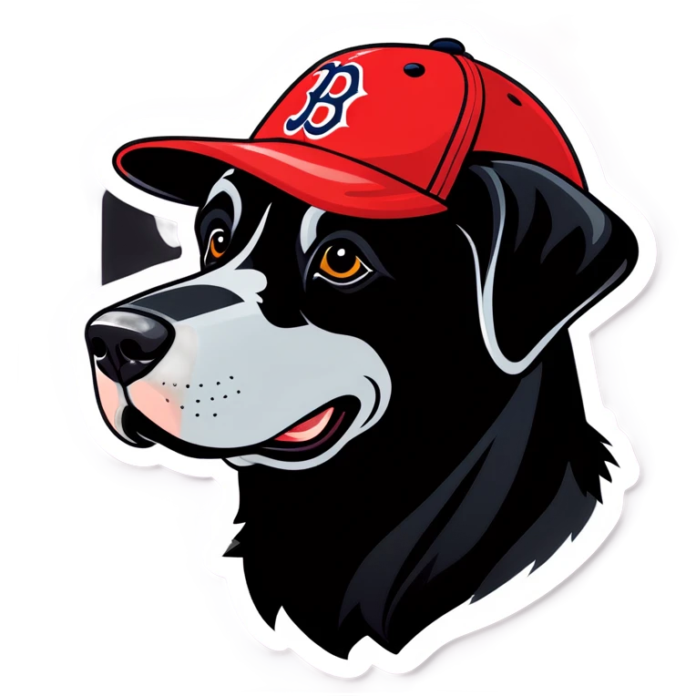 Black lab in Red Sox hat emoji