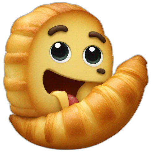 kermitt eating a croissant emoji