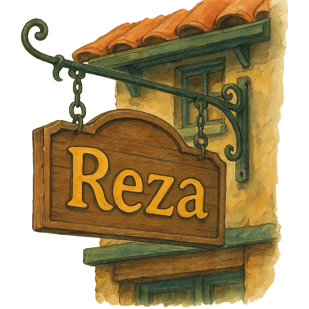 shop anchor with 'Reza' design emoji