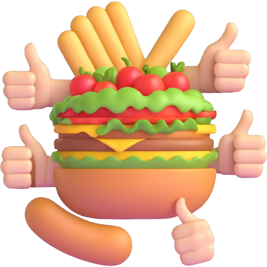 thumbs up around delicious food emoji
