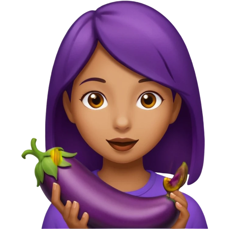 Girl eating egg plant  emoji