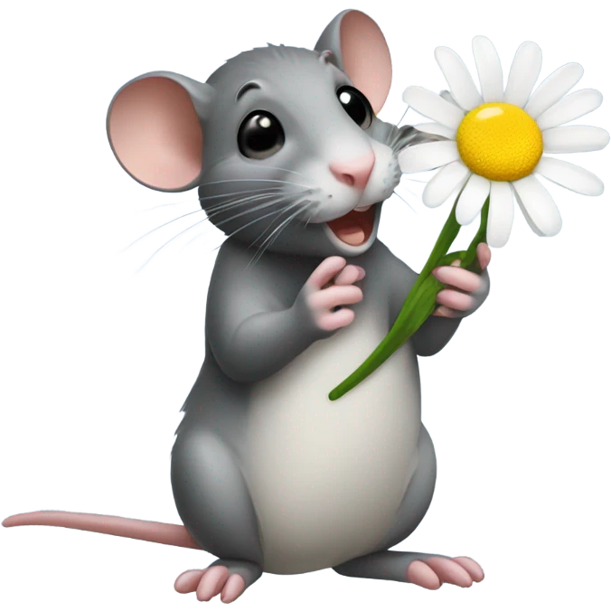 A rat with a daisy in its hand  emoji