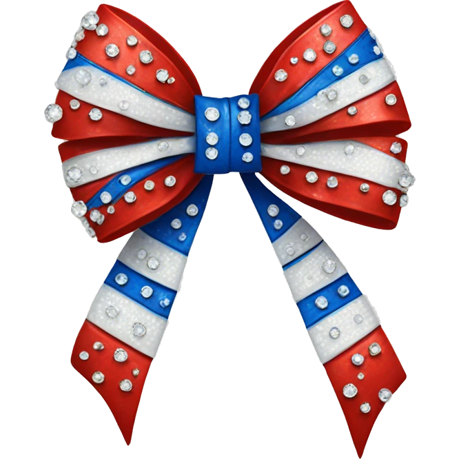 red blue and white bow with rhinestones  emoji