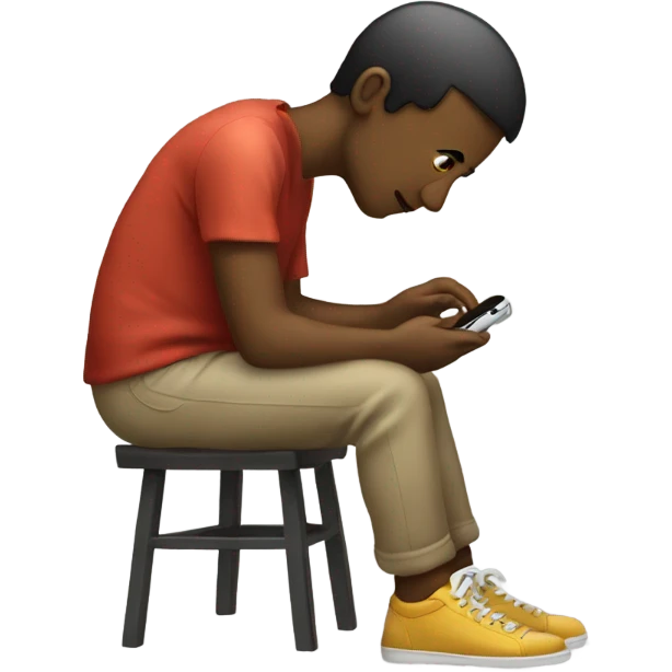 Sitting on phone sms’en emoji
