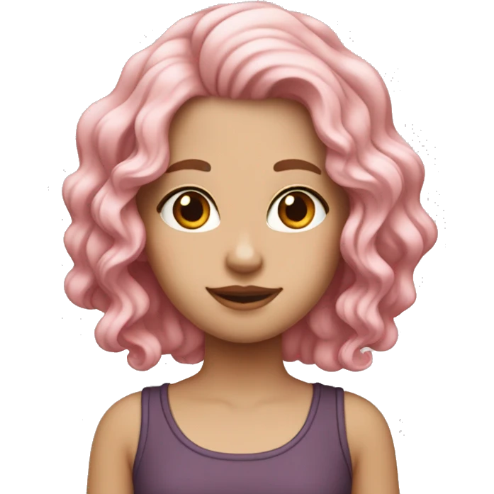 one white girl with wavy pink hair and brown eyes  emoji