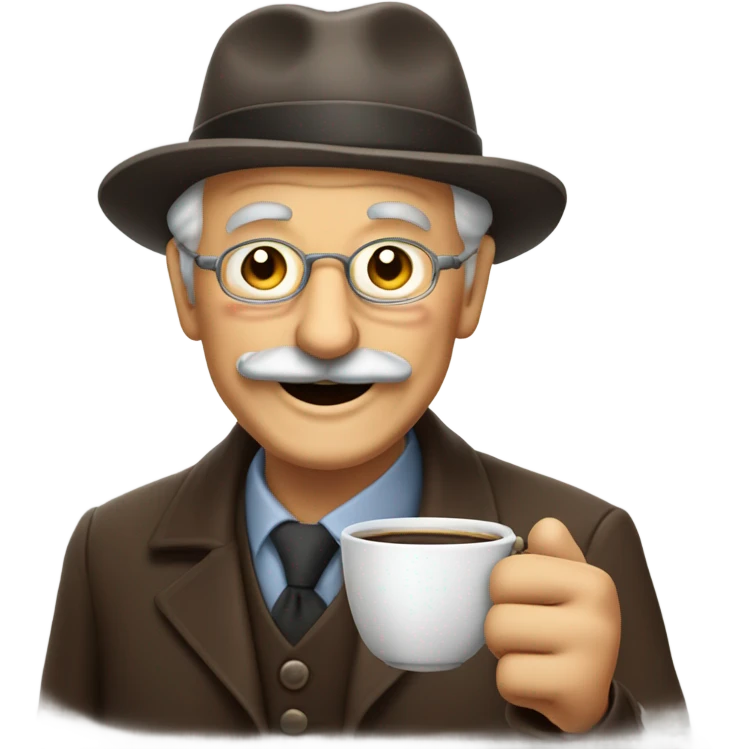 Grandpa with handlebar mustache drinking coffee emoji
