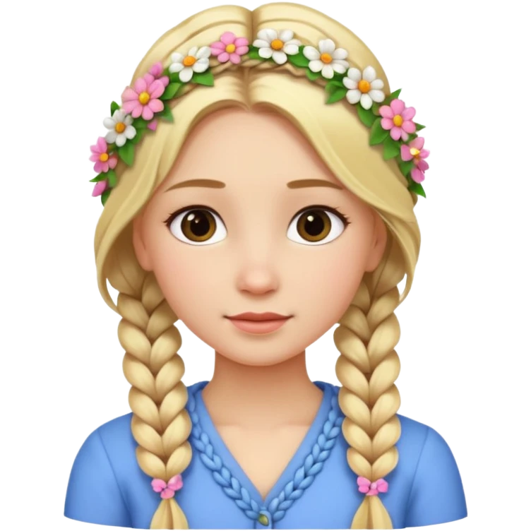 a girl with long blonde hair in a braid with flowers emoji