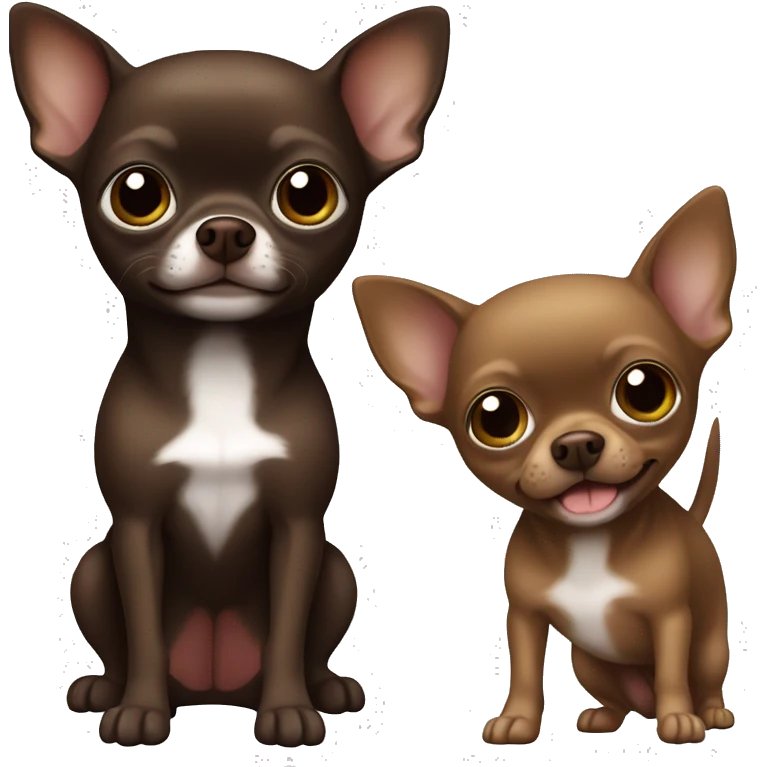 Dark brown Chihuahua and one half-down ear emoji