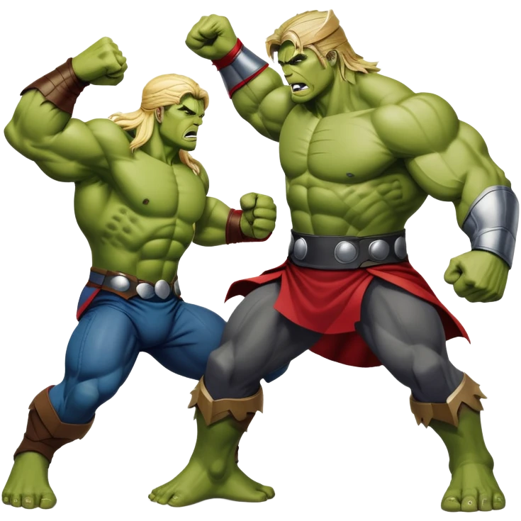 Hulk and Thor fighting each other emoji