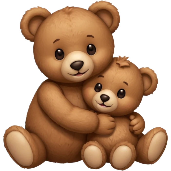 teddy bear hugging another teddy bear, both smiling emoji