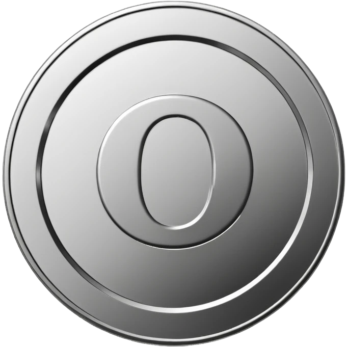 Emoji icon of a metal coin with engraved number 2, minimalist style, isolated, only metal color emoji