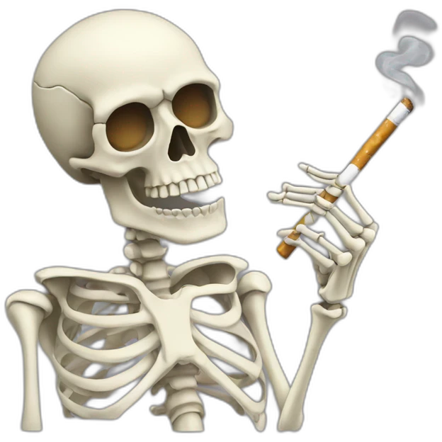 skeleton wuth cigarate emoji