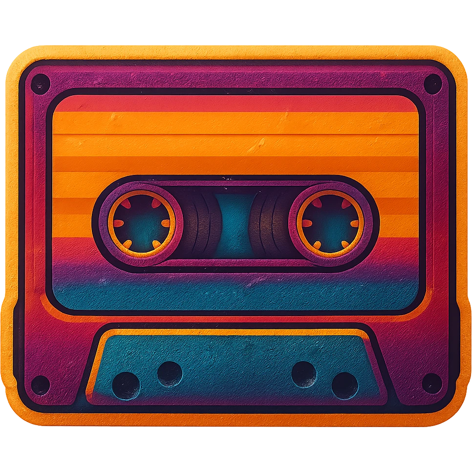A cassette tape with visible tape reels emoji