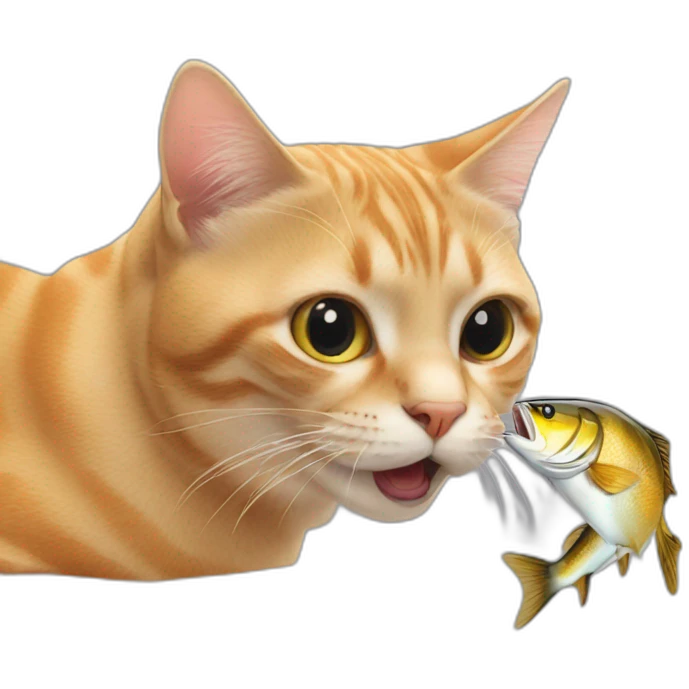 Cat eating fish emoji