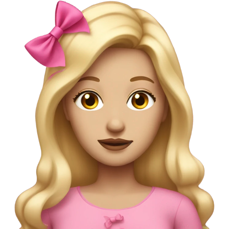 woman with long blonde hair, eyelashes, and pink bow emoji