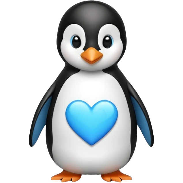 loving penguin whit blue hearts emoji