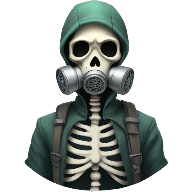Skeleton wearing a gas mask emoji
