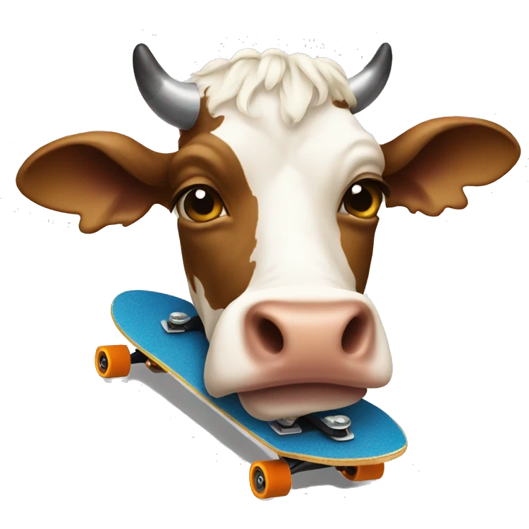 Skateboarding cow emoji