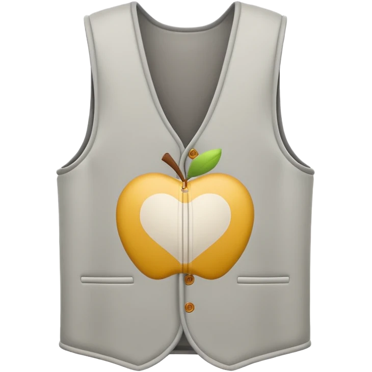 A 3D Apple-style emoji of a simple sleeveless vest (yelek), front view, minimal and clean design, soft fabric texture, neutral colors, cartoon-like and cute style emoji