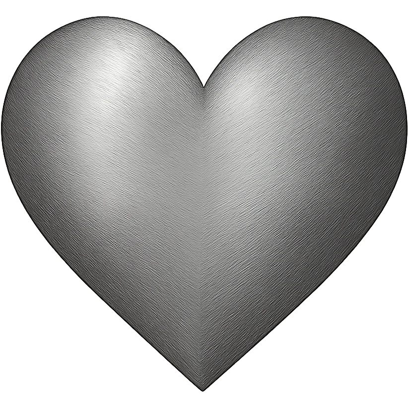 heart with a brushed metal texture, digital illustration, no background emoji