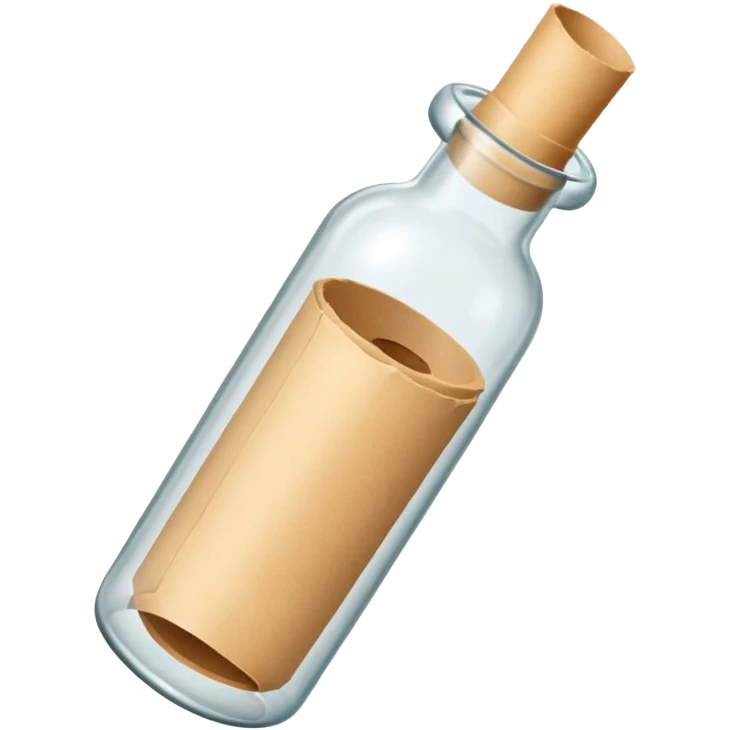 glass bottle with a paper message inside like in movie  emoji