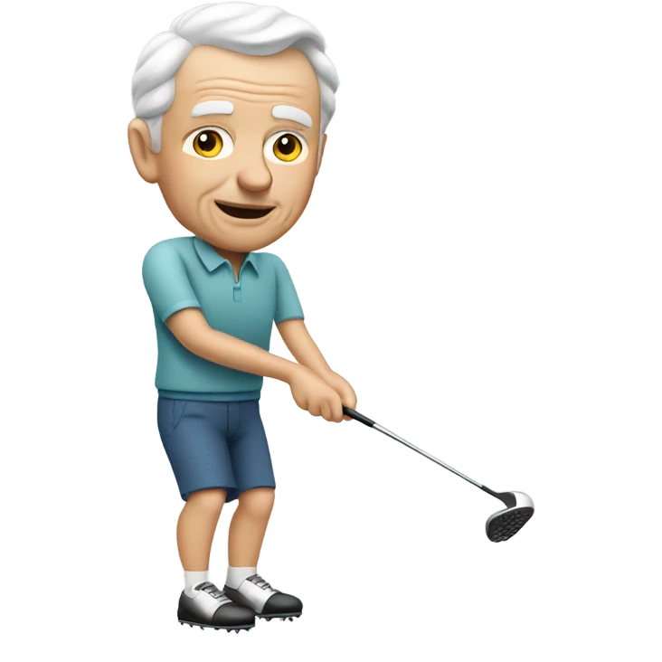Elderly white male no facial hair playing golf emoji