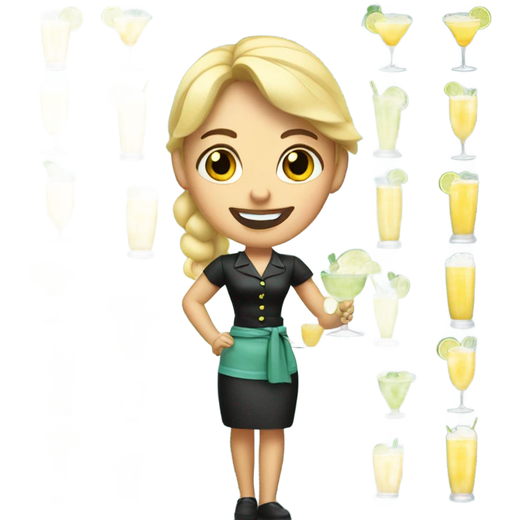 Blonde waitress with margaritas emoji