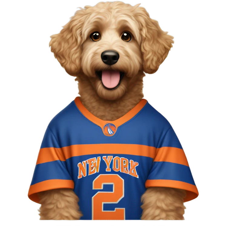 Aussiepoo wearing New York Knicks jersey emoji