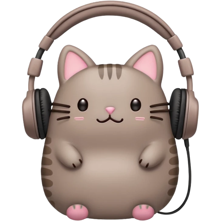 Pusheen with earphones  emoji