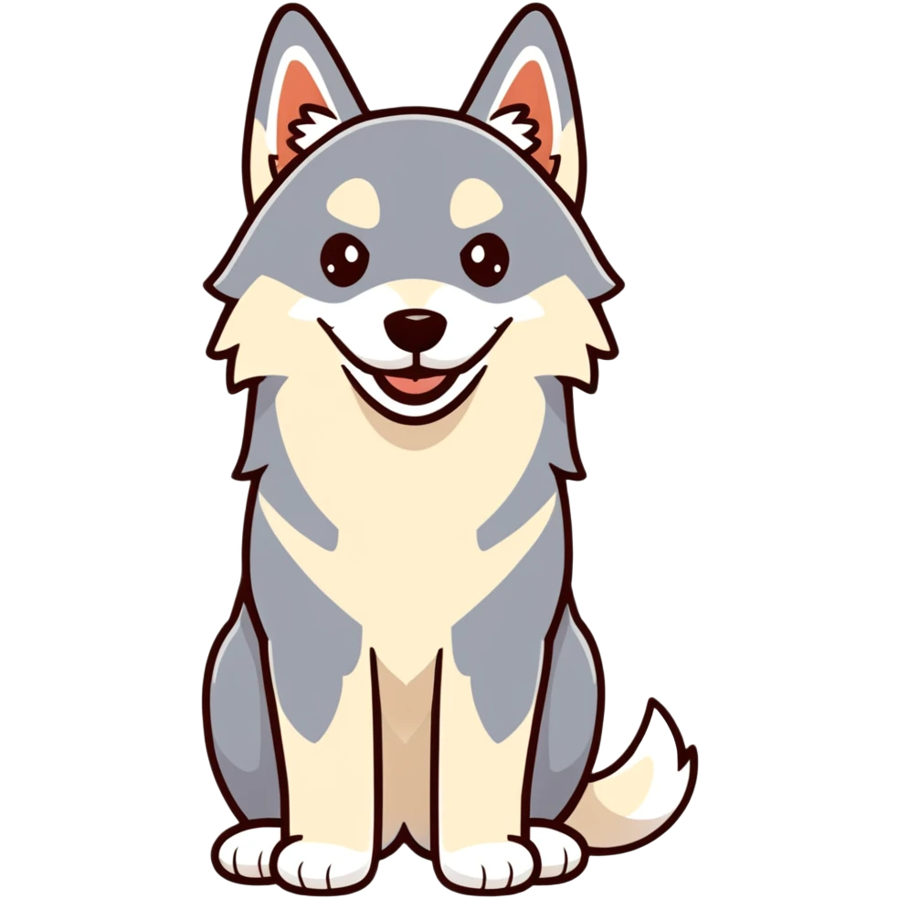happy light cinnamon colored husky dog, pale tan emoji