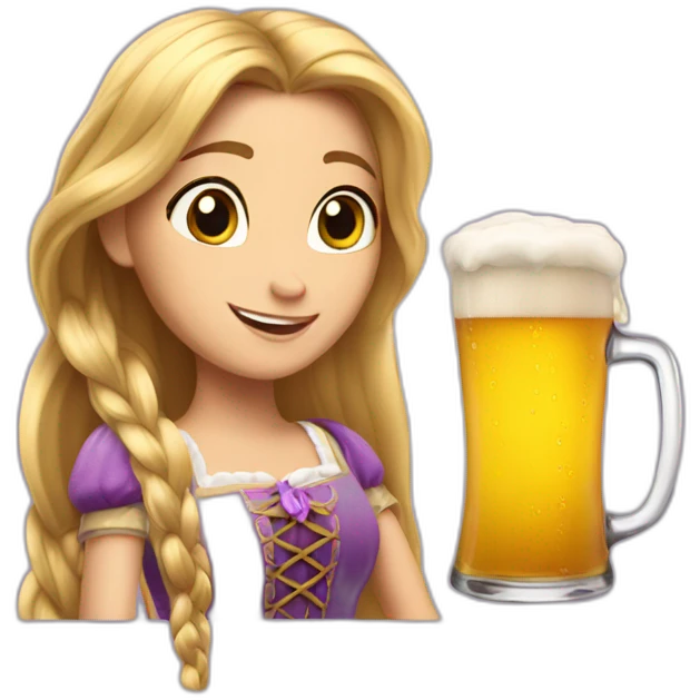 rapunzel with beer emoji