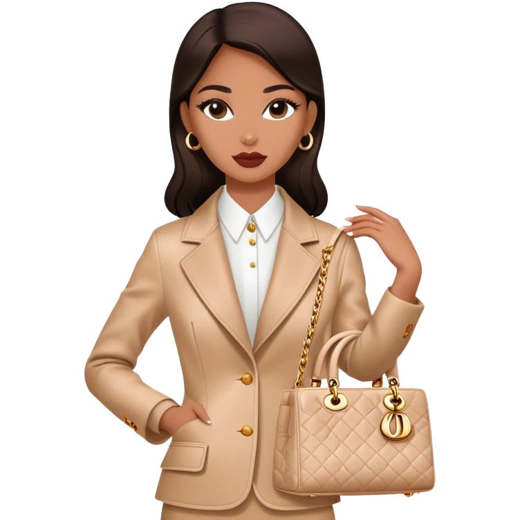 Woman dressed up in Dior Bar jacket carrying a Lady Dior bag emoji